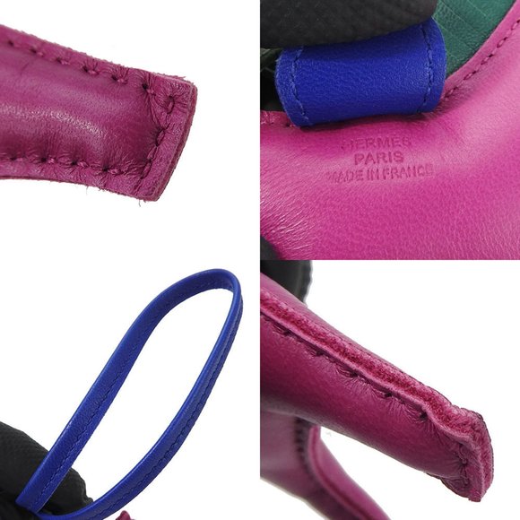 HERMES Rodeo Bag Charm Agneau Milo Blue Electric Malachite - Picture 3 of 3